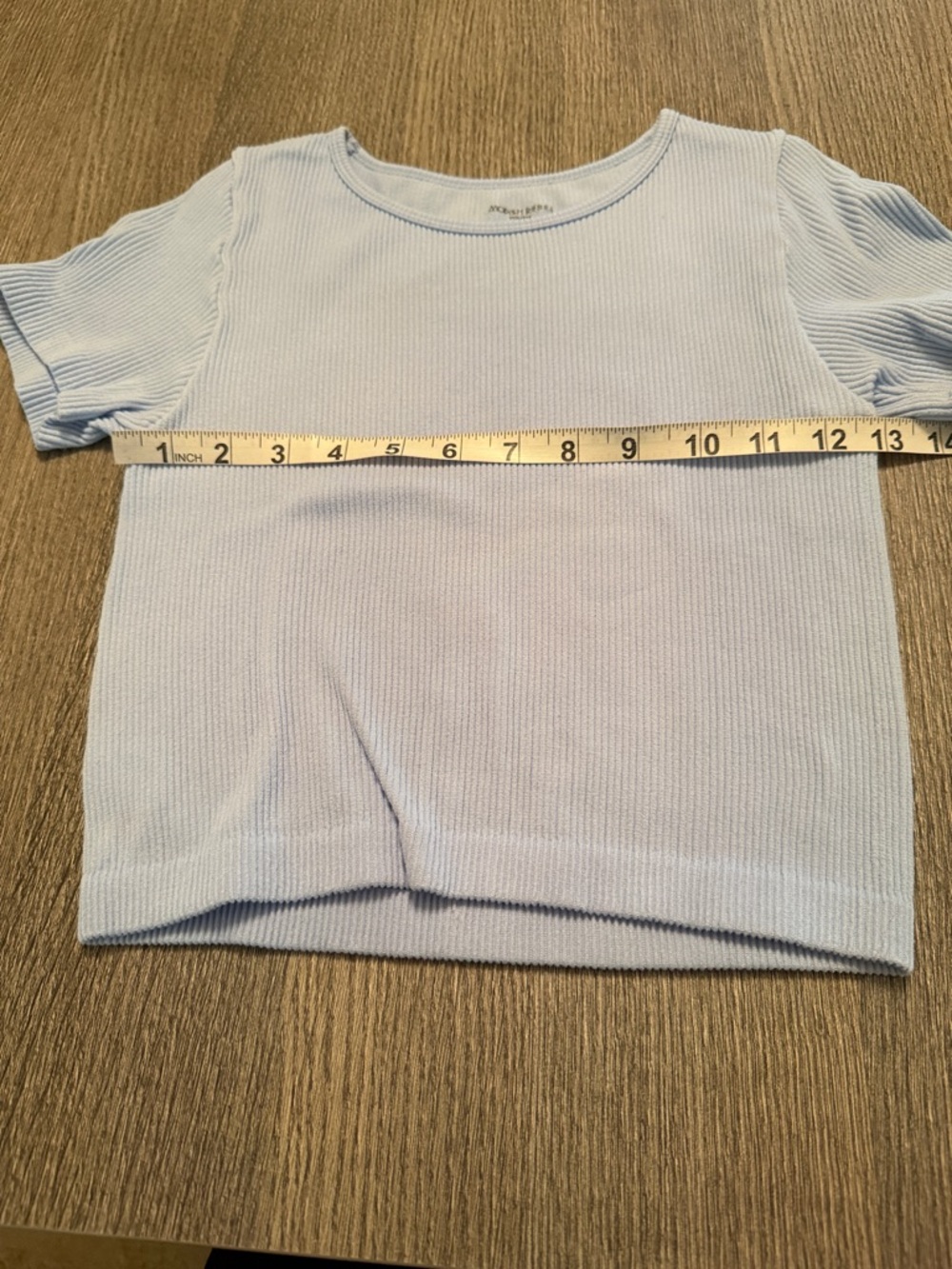 Kids Light Blue Ribbed Short Sleeve Tee - Picture 4 of 5